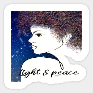 Light & Peace Girl Line Drawing Sticker